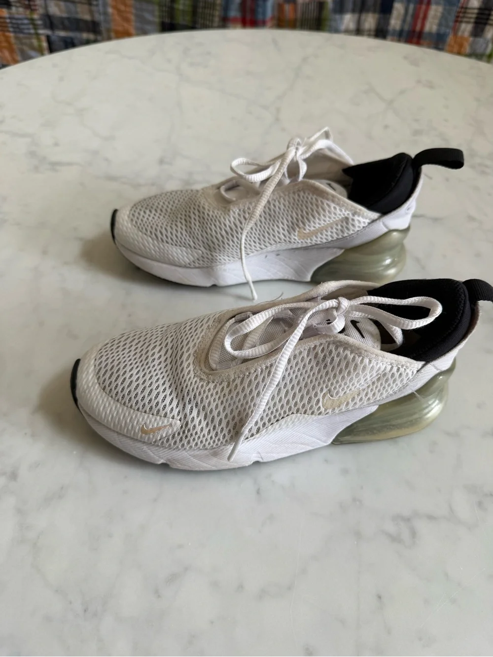 Nike Air Max 270 Kids White Black Sneakers Youth 2Y
